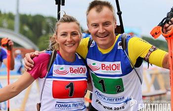 Sven Fischer and Florence Baverel-Robert have won the "Race of Legends