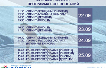 Программа соревнований Чемпионата и Первенства Республики Беларусь по летнему биатлону
