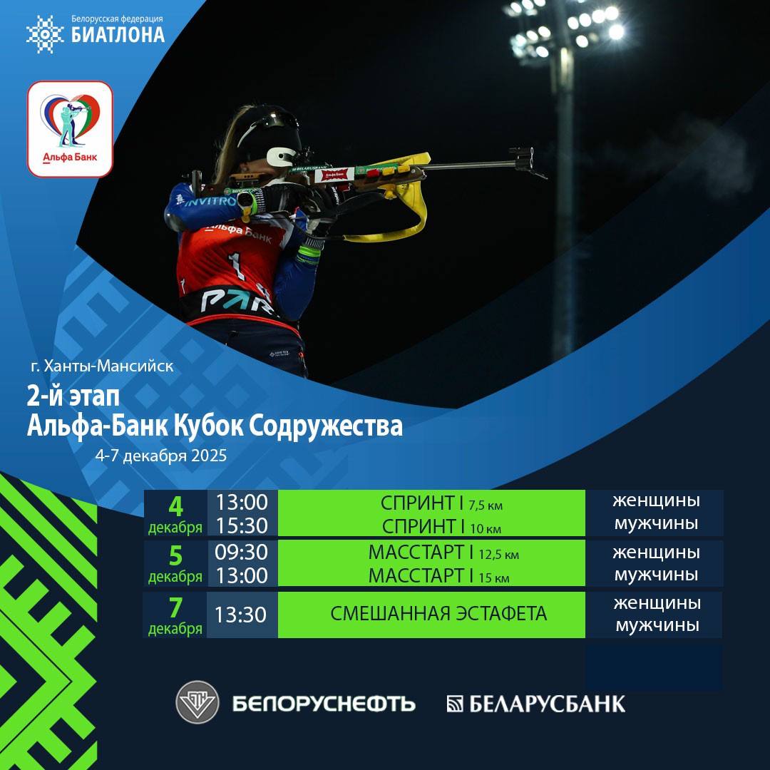 Расписание гонок 2 этапа Альфа-Банк Кубка Содружества в Ханты-Мансийске!